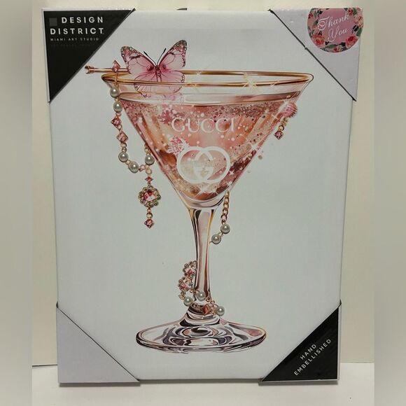 Gucci Martini Glass Home decor Wall Art NWT - Picture 4 of 7